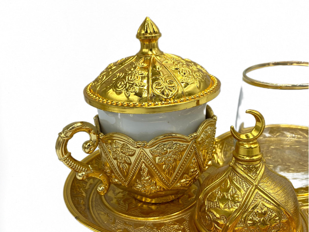 Lavina | Turkish Coffee Cup Set 3 Pieces Gold Color - TryAladdin