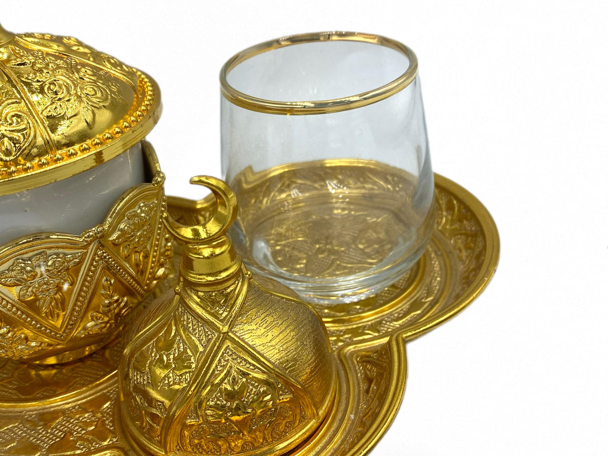 Lavina | Turkish Coffee Cup Set 3 Pieces Gold Color - TryAladdin