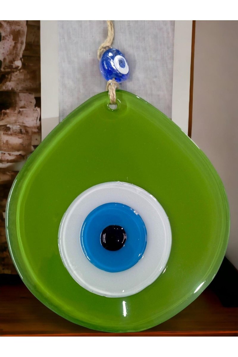 Blue Nazar Beaded Grass Green Color Nazar Beaded Drop Pattern - TryAladdin