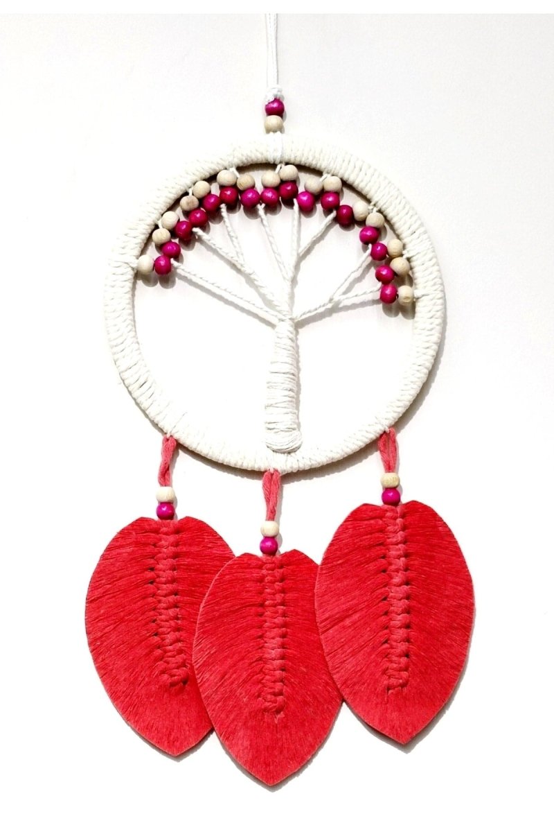 Pomegranate Blossom Color Leafed Tree of Life Macrame Wall Ornament - TryAladdin