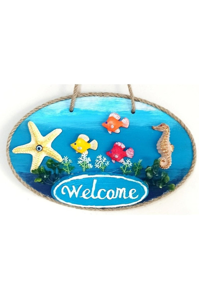 Sea Themed Fishing Sea Horse Sea Star Welcome Printed Handmade Door Ornament - TryAladdin