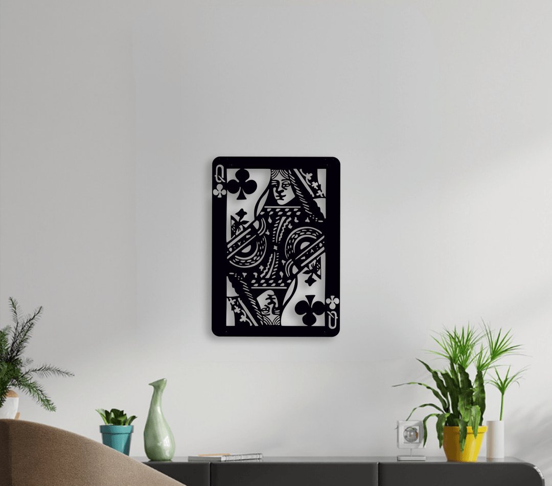 NR Dizayn | Queen of Clubs Metal Wall Art - TryAladdin