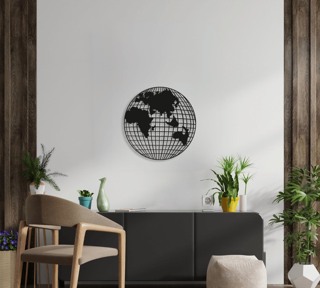 NR Dizayn | World Map Globe Decorative Metal Wall Art - TryAladdin