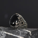 Tesbihevim | Men's Silver Ring with Onyx Stone - TryAladdin