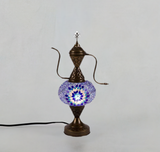 HND Handicraft | Handmade Glass Mosaic Desk Lamp, Blue and White Star Teapot Design - TryAladdin