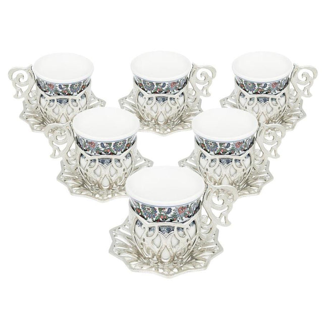 Acar | Turkish Coffee Set of Six - Sultan - Topkapi - White - TryAladdin