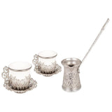 Acar | Turkish Coffee Set of Two + Coffee Pot - Gilded - White - TryAladdin