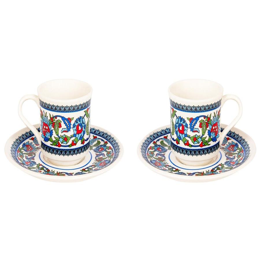 Acar | Turkish Coffee Set of Two - Porcelain - Topkapi - White - TryAladdin