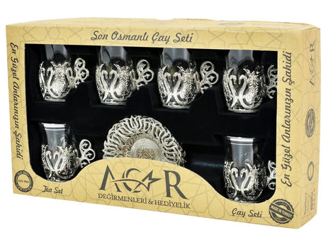 Acar | Turkish Tea Set of Six - Ottoman - White - TryAladdin