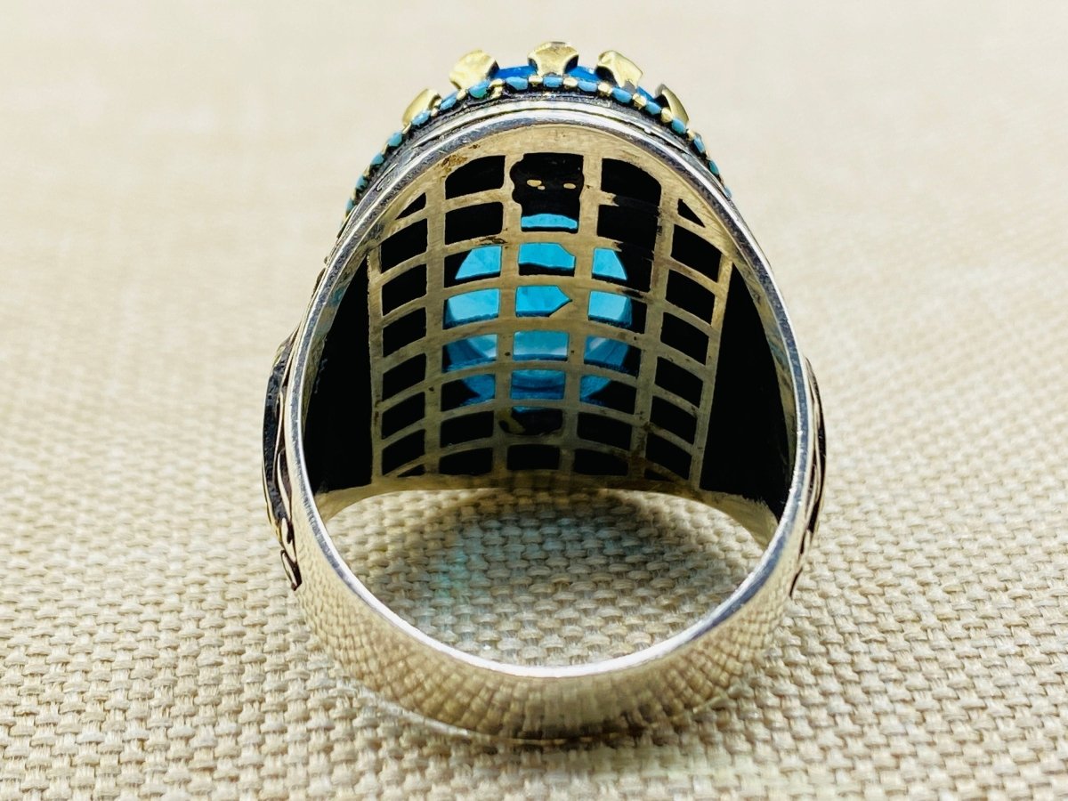 Aquamarine Stone Silver Men's and Women's Ring - TryAladdin