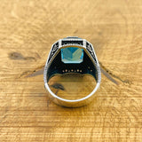 Aquamarine Stone Silver Ring - TryAladdin