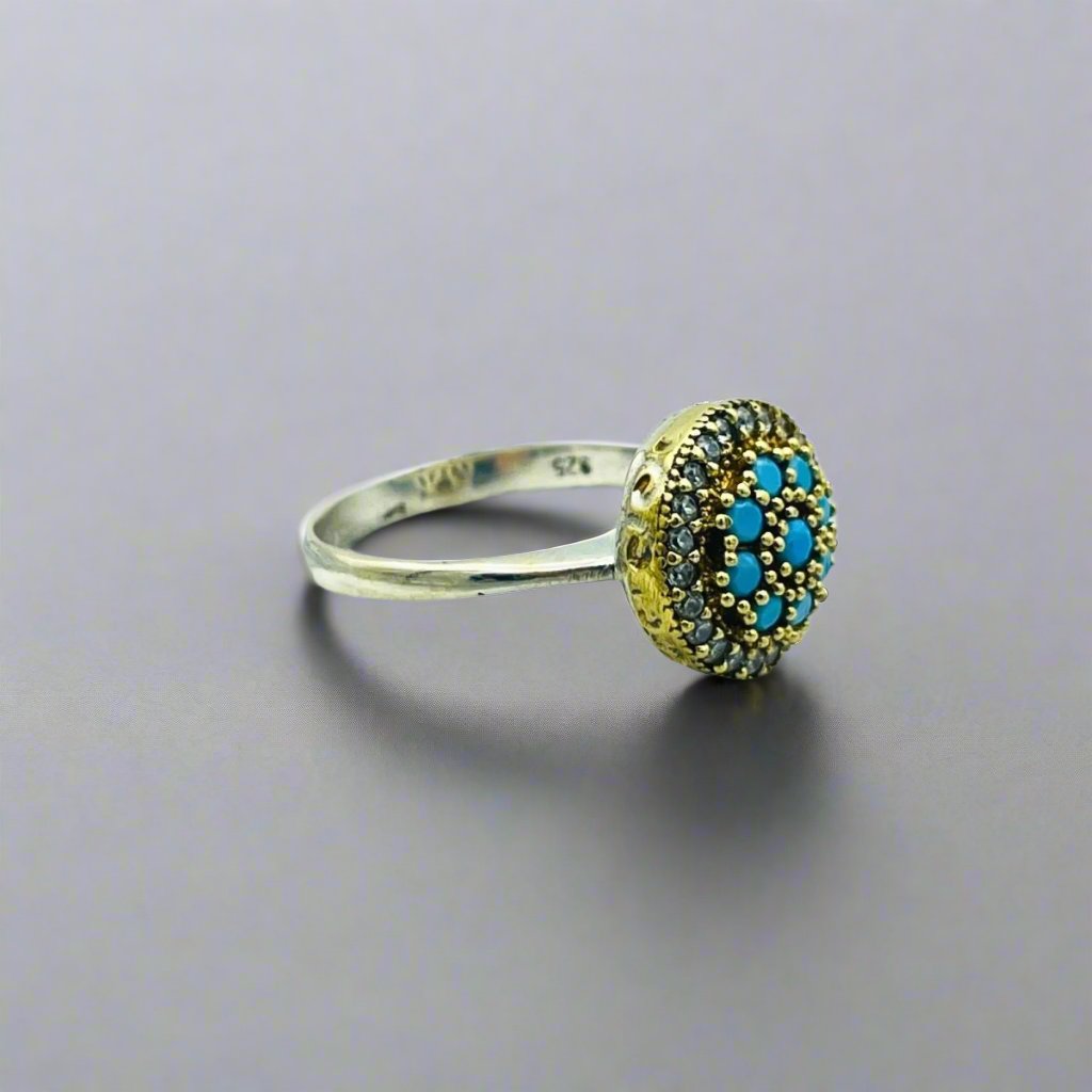 Istanbul Jewelry | Turquoise Ottoman Style Handmade Silver Ring - TryAladdin