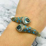 Istanbul Jewelry | Handmade Aquamarine Drop Ottoman Silver Bracelet - TryAladdin