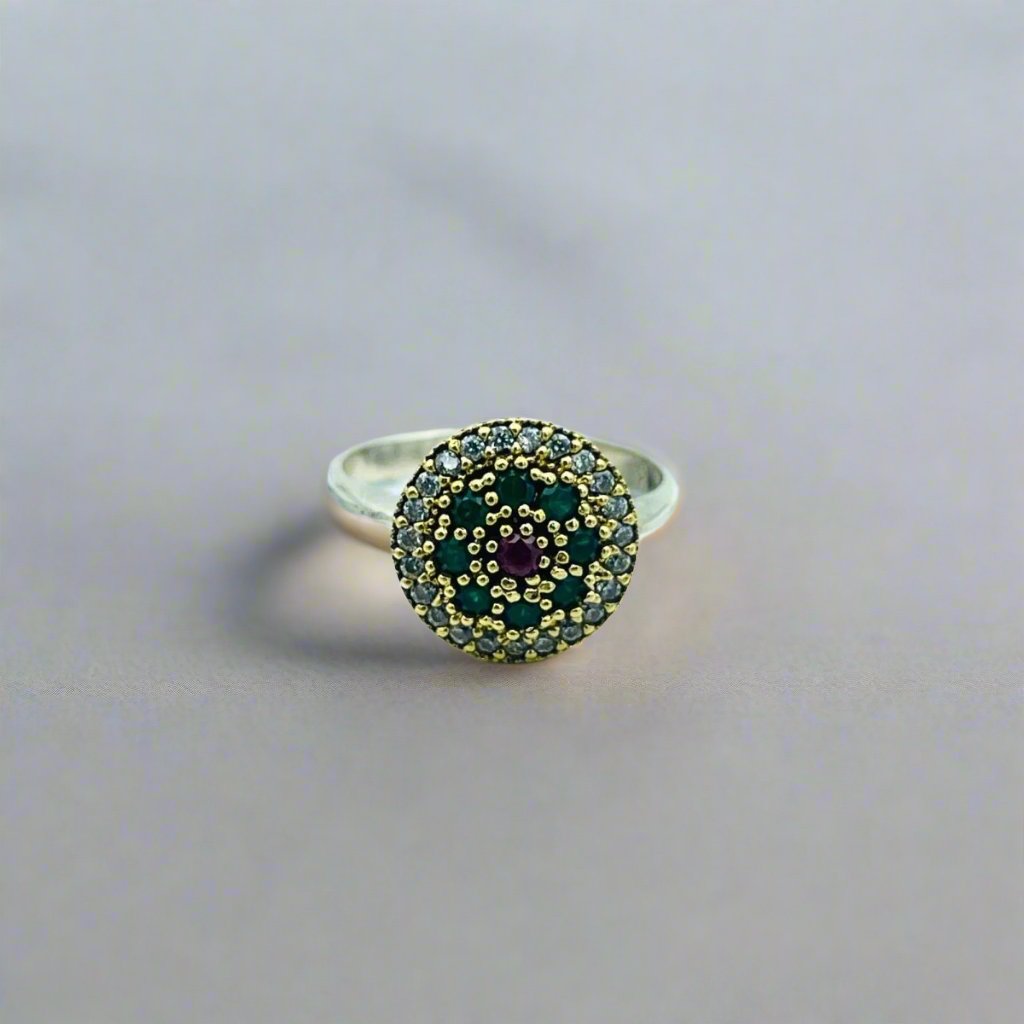 Istanbul Jewelry | Emerald Ottoman Style Handmade Silver Ring - TryAladdin