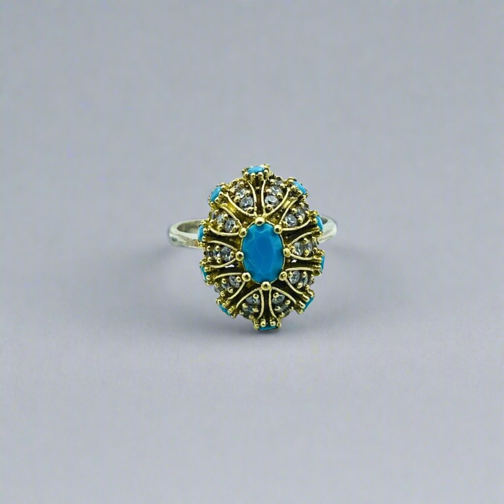 Istanbul Jewelry | Turquoise Ottoman Style Handmade Silver Ring - TryAladdin