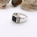 Black Onyx Squared Stone Men's Ring - TryAladdin