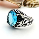 Blue Aquamarine Stone Men's Ring - TryAladdin