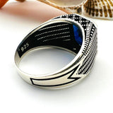 Blue Sapphire Squared Stone Men's Ring - TryAladdin