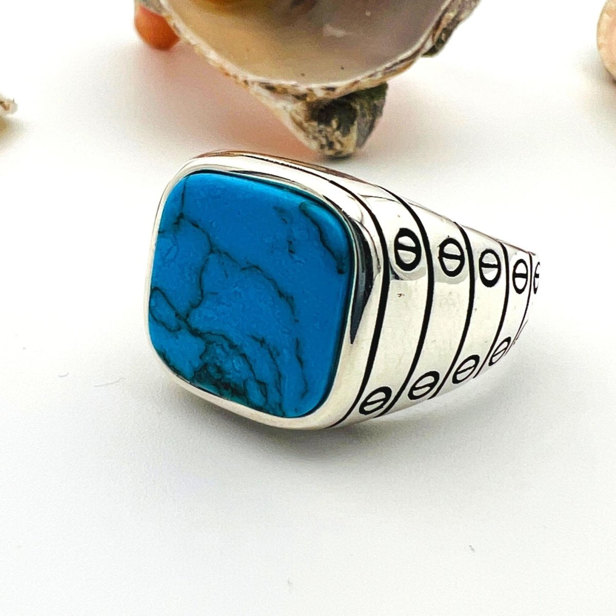 Blue Turquoise Stone Men's Ring - TryAladdin