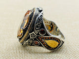 Citrine Stone Silver Men's and Women's Ring - TryAladdin