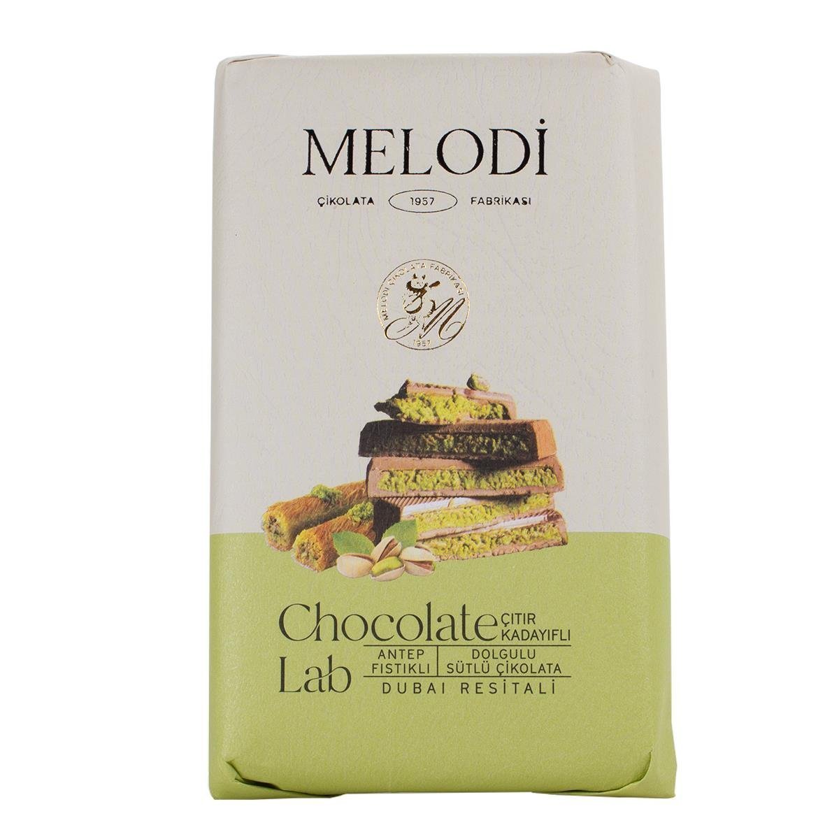 Melodi Premium Dubai Chocolate with 65% Pistachio Kadayif Filling & Milk Chocolate (300g) - TryAladdin