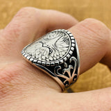 Eagle Face Model Silver Men's Ring - TryAladdin