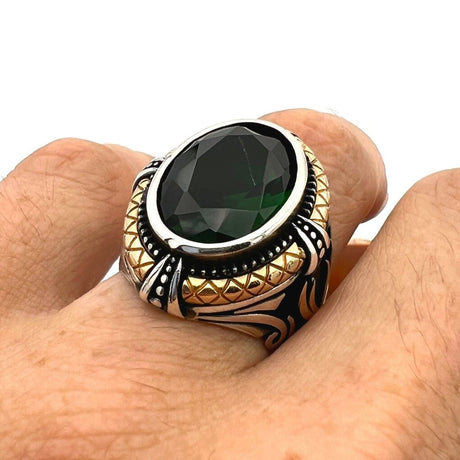 Green Emerald Sword Men's Ring - TryAladdin