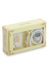 Hajj Umrah Gift Set with Mini Quran, Crystal Stone Prayer Bead and Stone Designed Dhikrmatic, White Color - TryAladdin