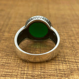 Handmade Minimalist Oval Green Zircon Silver Ring - TryAladdin