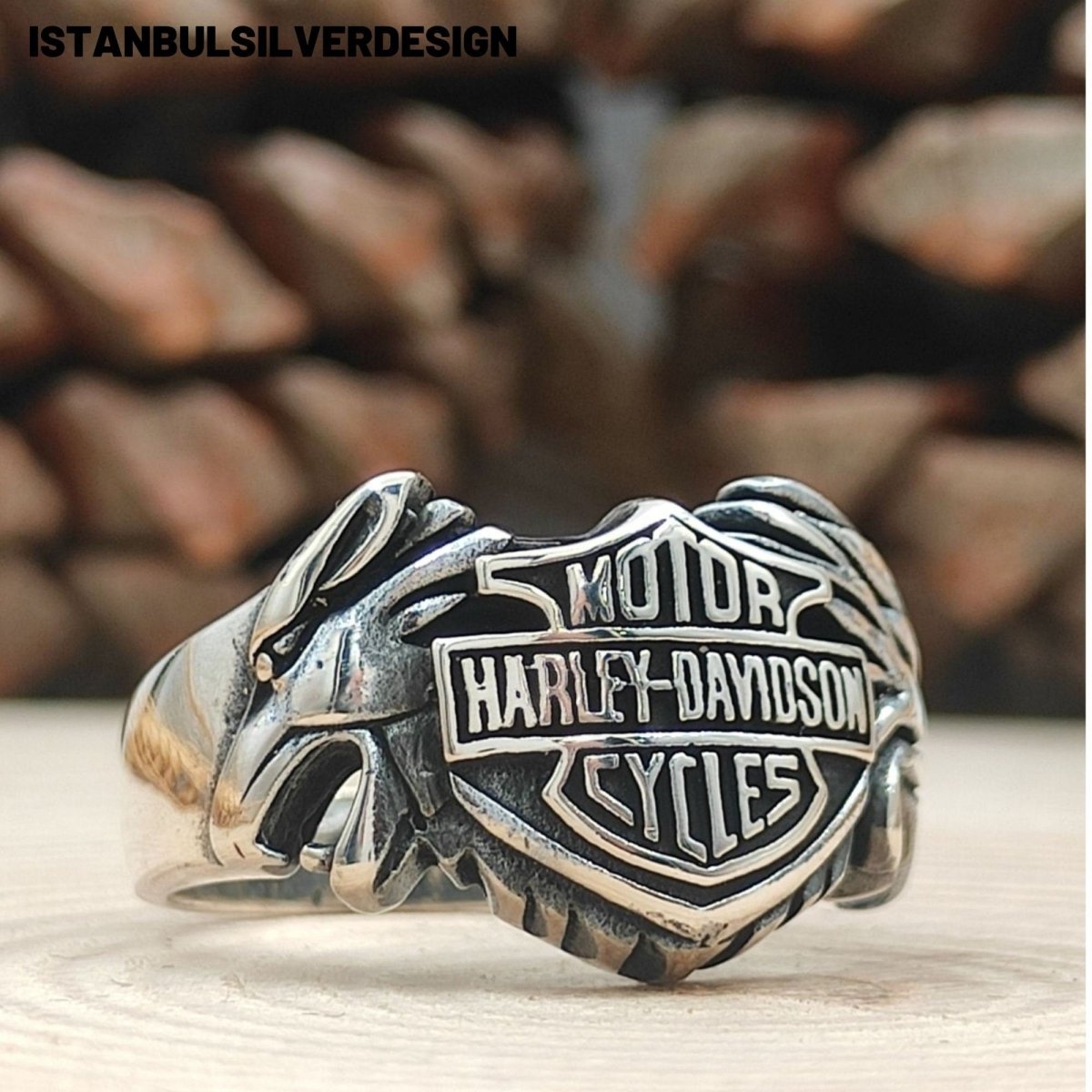 Harley Davidson 925K Sterling Silver Ring - TryAladdin