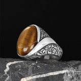 Tesbihevim | Men's Silver Ring with Tiger's Eye Stone - TryAladdin