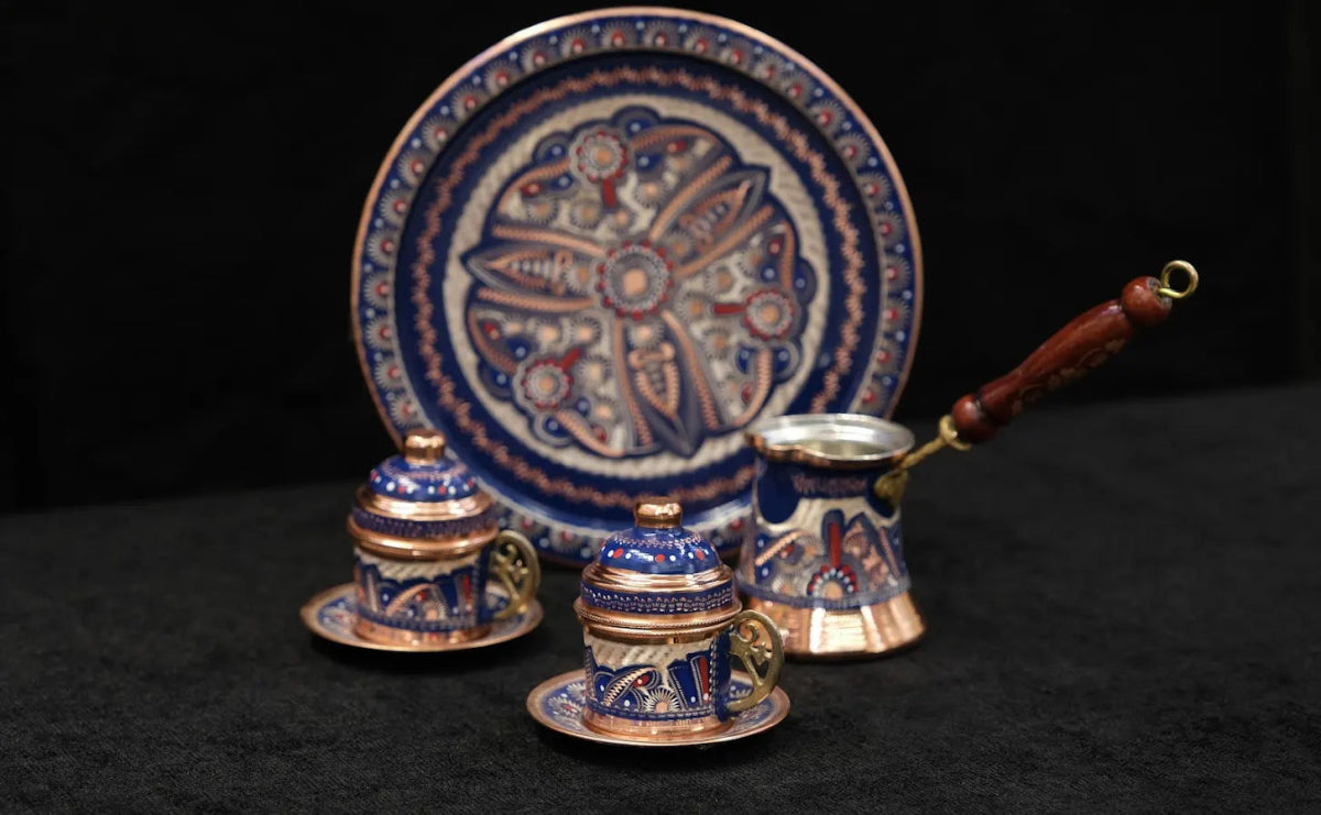 La Tienda De Pepe | Special Blue Embroidered 6 - piece Coffee Set - TryAladdin