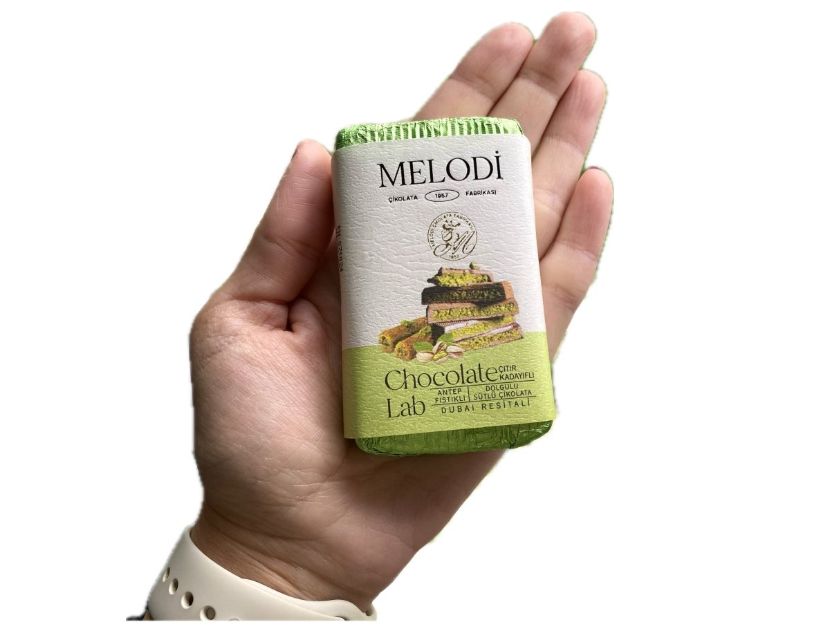 Melodi Premium Dubai Chocolate with 65% Pistachio Kadayif Filling & Milk Chocolate (90g) - TryAladdin