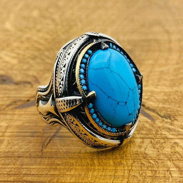 Men Natural Turquoise Ring - TryAladdin