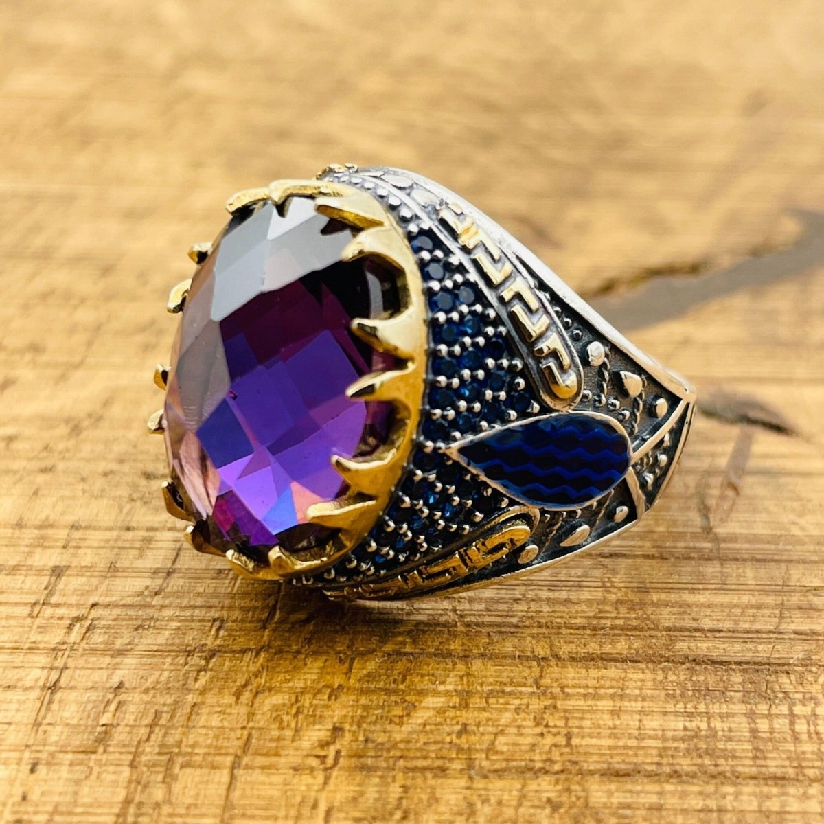 Men’s Amethyst Oval Ring - TryAladdin