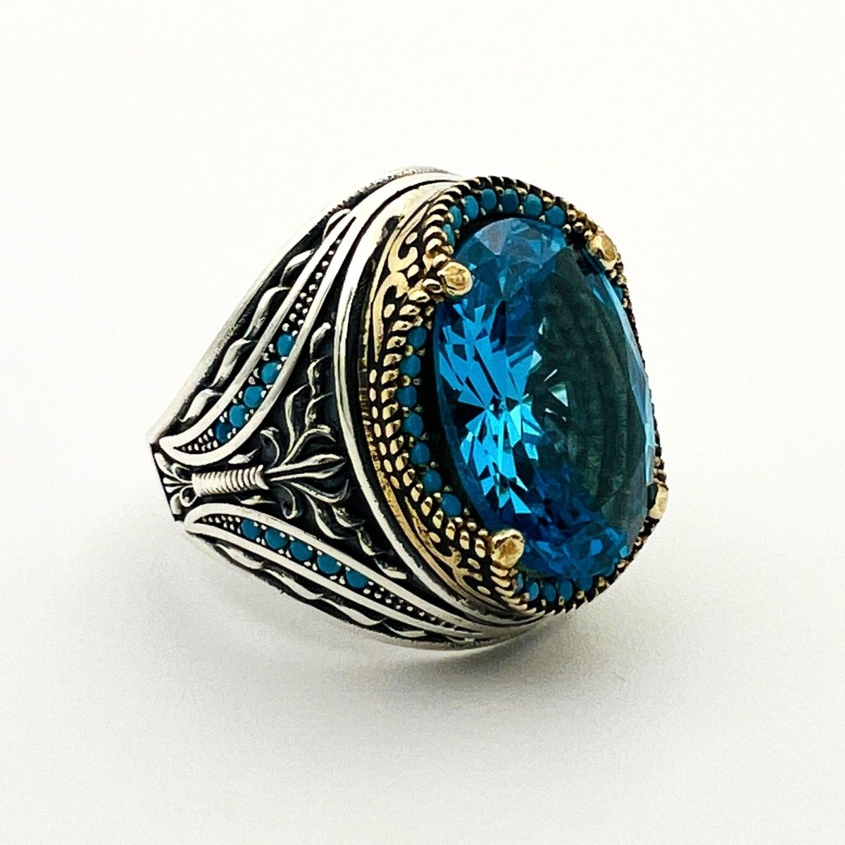 Men's Aquamarine Stone Ring - TryAladdin