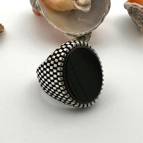 Men's Black Onyx Oval Ring - TryAladdin