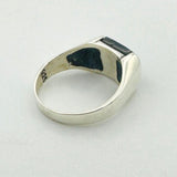 Men's Black Onyx Rectangle Silver Ring - TryAladdin