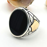 Men's Black Onyx Silver Ring - TryAladdin