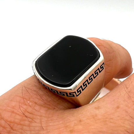 Men's Black Onyx Silver Ring - TryAladdin