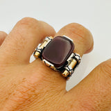 Men's Black Onyx Square Sterling Silver Gemstone Ring - TryAladdin