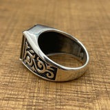 Men's Black Onyx Stone Silver Ring - TryAladdin