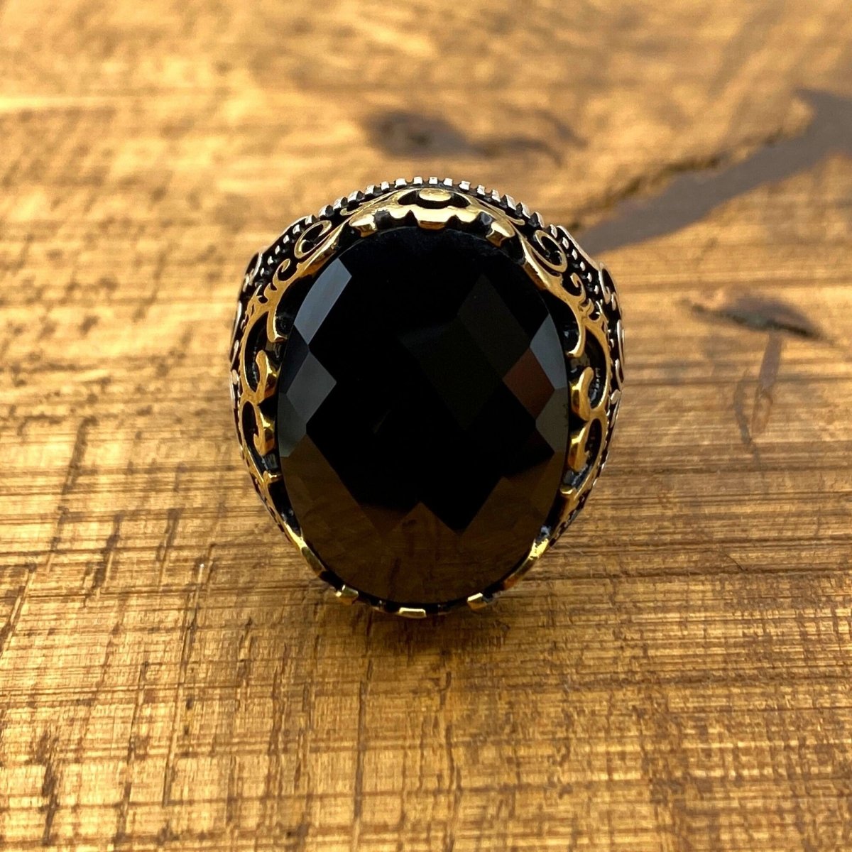 Men's Black Zircon Silver Ring - TryAladdin