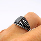 Men's Black Zircon Stone Silver Ring - TryAladdin