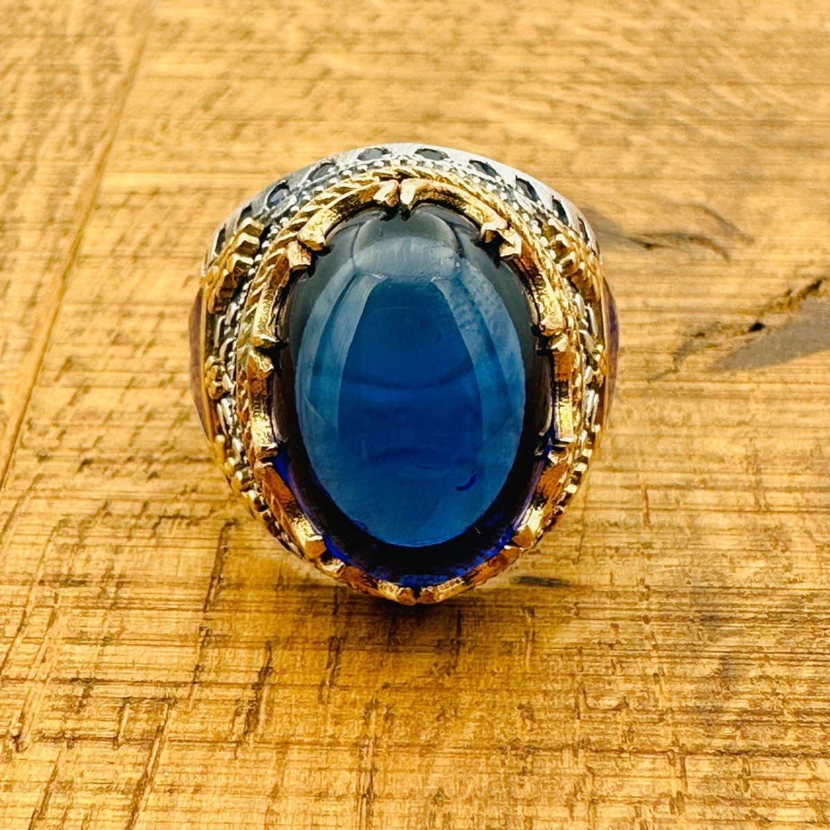 Men's Blue Topaz Oval Ring - TryAladdin