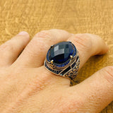 Men's Blue Zircon Ring - TryAladdin