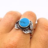 Men's Blue Zircon Silver Ring - TryAladdin