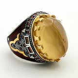 Men's Brown Agate Silver Ring - TryAladdin