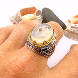 Men's Brown Agate Silver Ring - TryAladdin