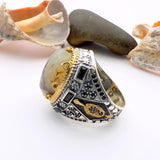 Men's Brown Agate Stone Silver Ring - TryAladdin